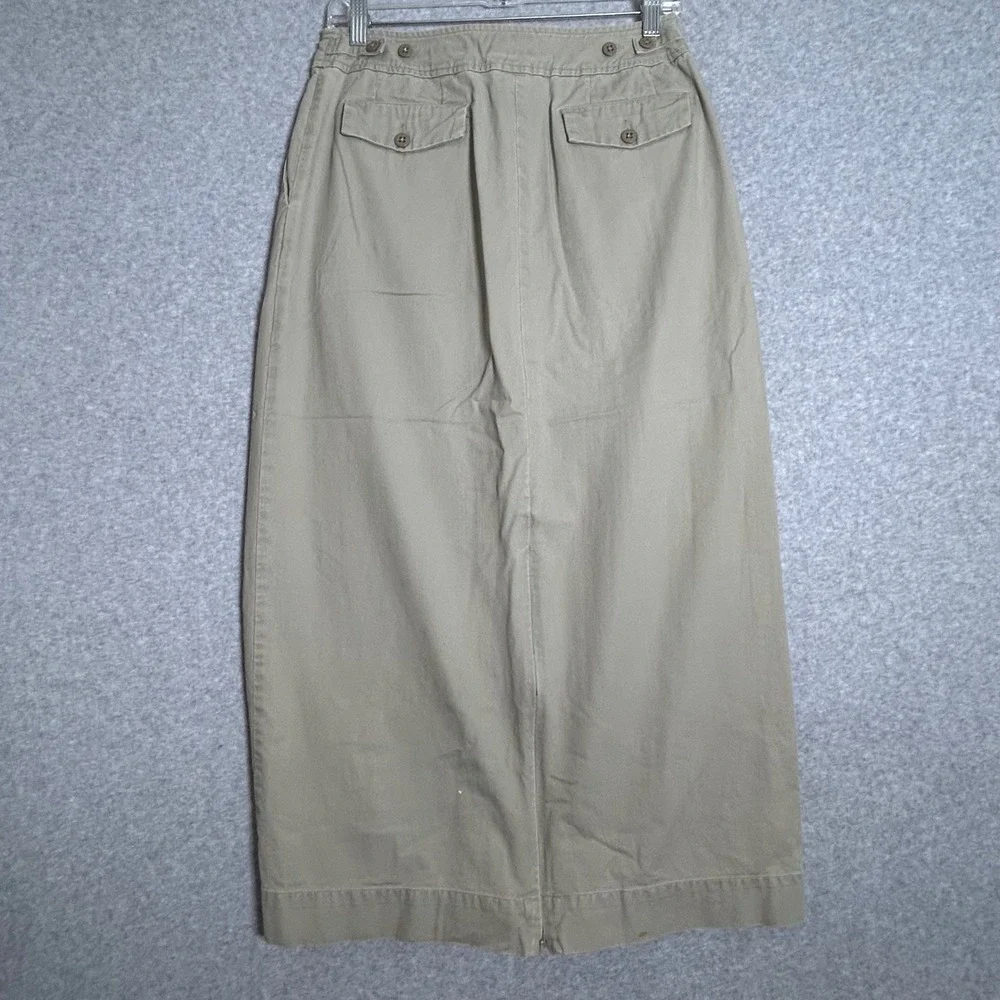 VTG Eddie Bauer Legend Linden Skirt Khaki Cotton Maxi Cargo Utility Cottage 8